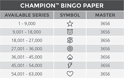 Champion Bingo paper Series