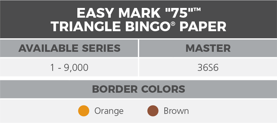 Mark 75 Triangle Bingo Paper