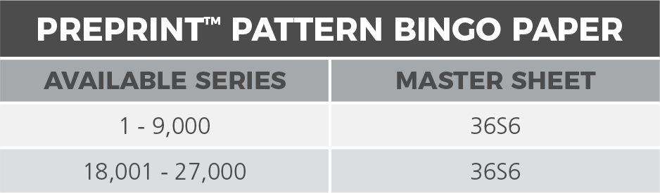 Preprint Pattern Bingo Paper Specs